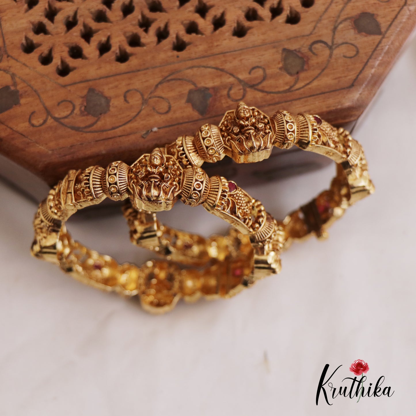Gorgeous Nagas Lakshmi Peacock Motifs Openable Kada Bangles B444 (Set Of 2 Bangles)