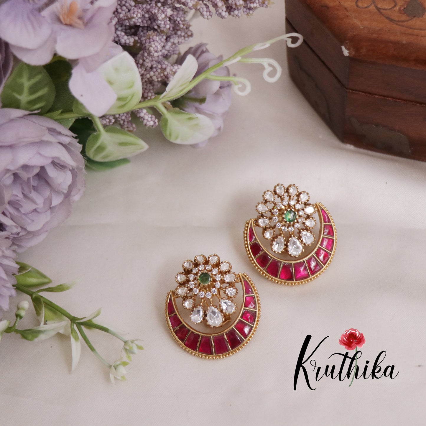 Pre order Premium Jadau chandbali Studs E769