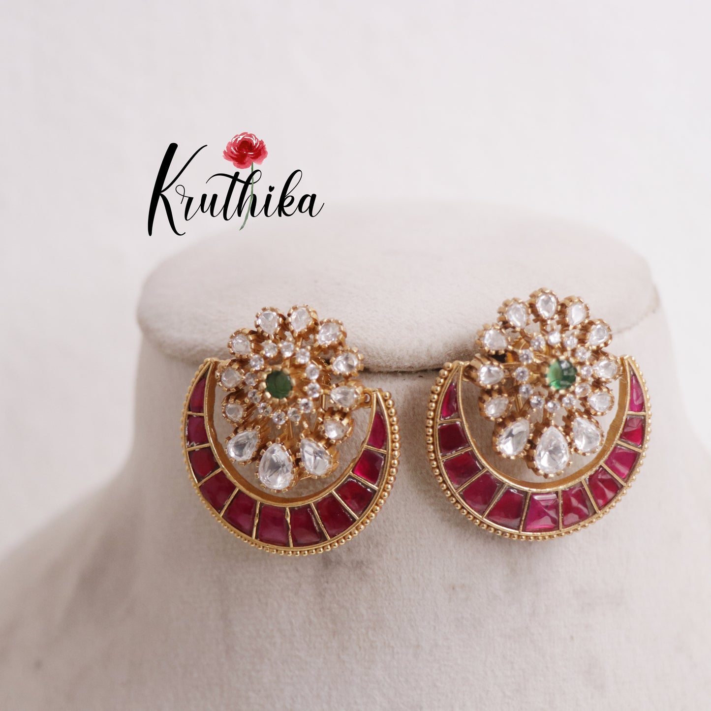 Pre order Premium Jadau chandbali Studs E769