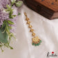 Simple Teardrop Motifs Jadau Maang Tikka With Green Bead Drops MT397