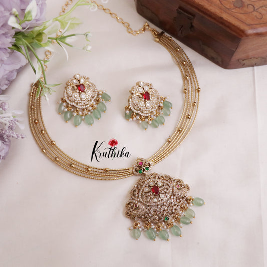 Trendy Victorian Peacock Hasli Ruby Necklace NC2046