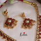 Beautiful Two-in-One Reversible Floral Kemp Necklace Set with Earrings NC2389