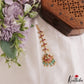 Classic Floral Motifs Jadau Maang Tikka With Green Bead Drops  MT398