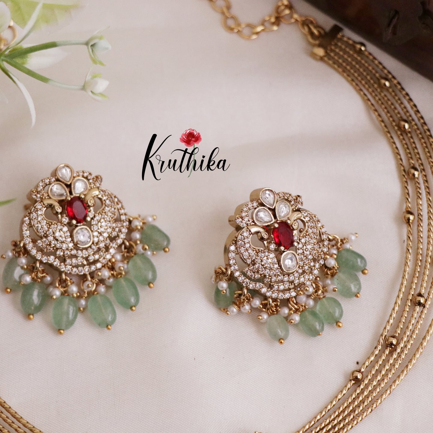 Trendy Victorian Peacock Hasli Ruby Necklace NC2046