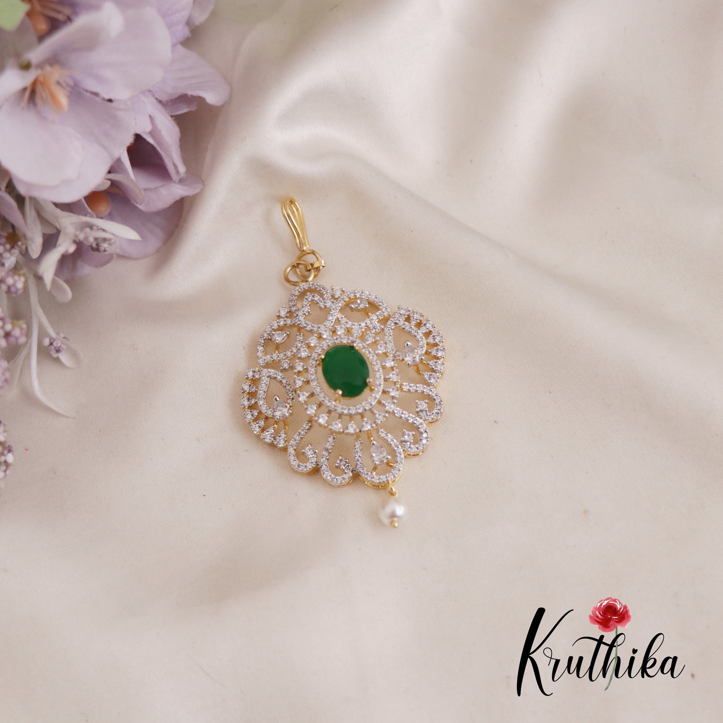 Simple CZ Sparkling Maang Tikka With Pearl Drop MT320 (Available In 3 Colors)
