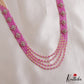Classic Multi Layered Crystal & Pearl Haaram With Floral Accents LH2128 (Available In 8 Colors)