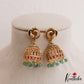 Trendy Antique Peacock Motifs Jadau Jhumkas With Green Bead Drops E1162 (Available In 2 Colors)