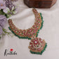 Premium Floral Peacock Jadau Necklace with Green Beads Drops NC2411