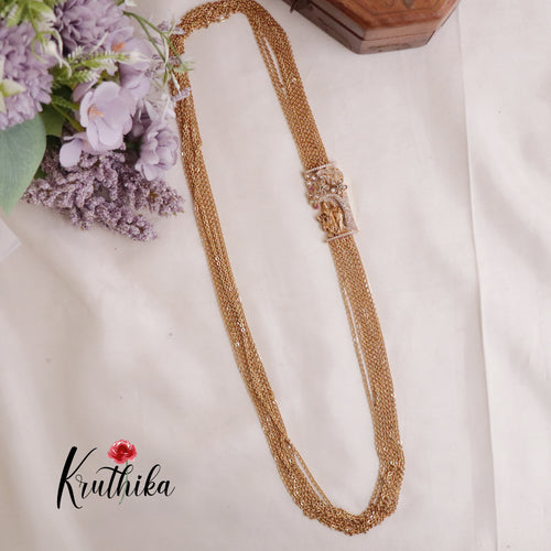 Beautiful Four Layer Radha Krishna Chandra Haaram with side AD pendant LH1904