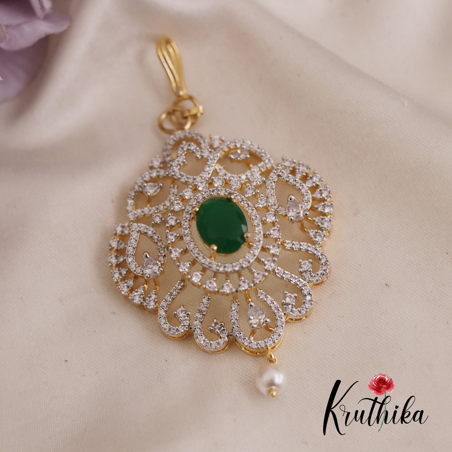 Simple CZ Sparkling Maang Tikka With Pearl Drop MT320 (Available In 3 Colors)