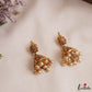 Elegant Antique Floral Motifs Kemp Jhumkas With Pearl Drops E1163 (Available In 2 Colors)