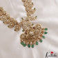 Stunning Mango Peacock Motifs CZ Haaram With Green Bead Drops LH2136 (Available In 2 Colors)