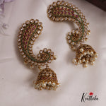Stunning Peacock Earcuff with Pearl Drop Jhumkas NC25024 (Available In 2 Colours)