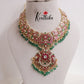 Premium Floral Peacock Jadau Necklace with Green Beads Drops NC2411