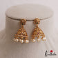 Elegant Antique Floral Motifs Kemp Jhumkas With Pearl Drops E1163 (Available In 2 Colors)