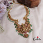 Elegant Temple Lakshmi and Peacock Jadau Necklace with Bead Drops NC2394