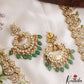 Stunning Mango Peacock Motifs CZ Haaram With Green Bead Drops LH2136 (Available In 2 Colors)