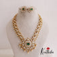 Royal Heritage Emerald Polki Silver Replica Mid Length Haaram LH2090