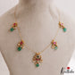 Simple Lotus Motifs Jadau Invisible Chain With Green Bead Drops NC3205