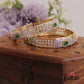 Beautiful Floral Motifs Diamond-Finish Gold-Tone Bangles B442 (Set of 2 Bangles)|(Available In 2 Colors)
