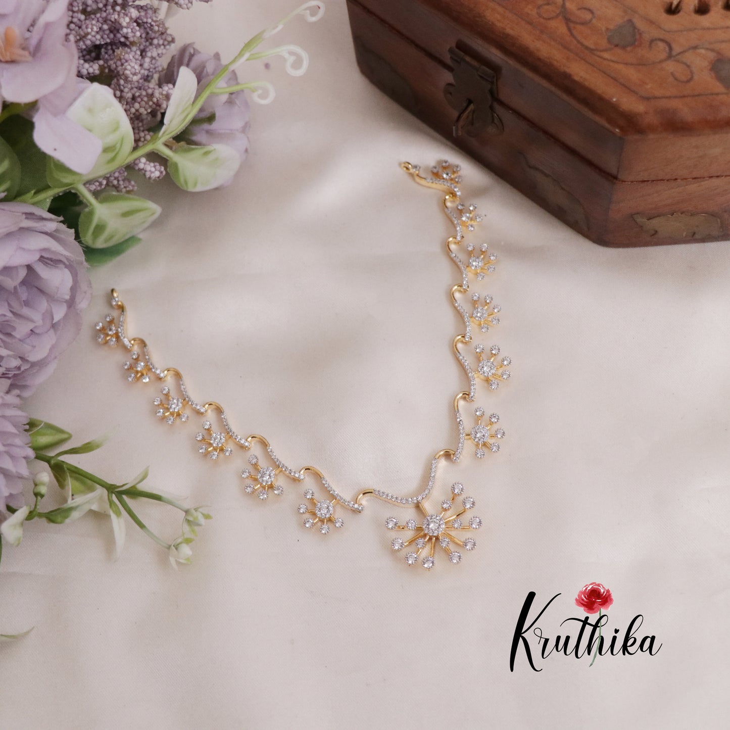 Luxury CZ Sparkling Floral Necklace Set NC2408