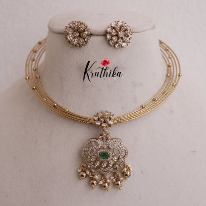 Trendy AD Victorian Jadau Hasli Necklace with Beads Drops NC2345 (Available in 2 Colours)