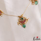 Simple Lotus Motifs Jadau Invisible Chain With Green Bead Drops NC3205