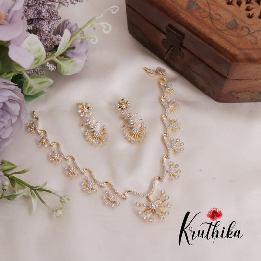 Luxury CZ Sparkling Floral Necklace Set NC2408