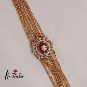 Trendy Four Layer Chandra Haaram Ruby with AD Pendant LH1905