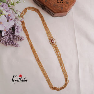Trendy Four Layer Chandra Haaram Ruby with AD Pendant LH1905