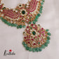 Elegant Peacock Floral Jadau Haaram with Green Beads Drops LH1993