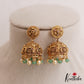 Classic Antique Floral Motifs Jhumkas With Pearl Bead Drops E1164 (Available In 2 Colors)