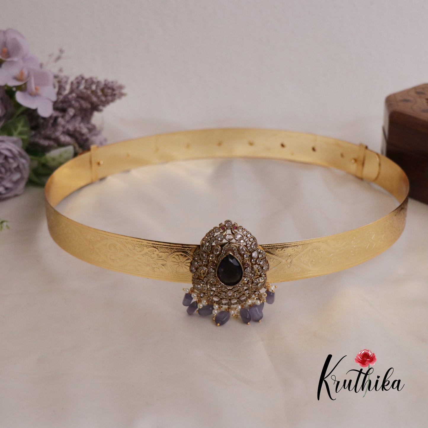 Beautiful AD Peacock Victorian Hip belt with Beads Drops V287 (Available in 3  Colours)