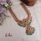 Elegant Peacock Floral Jadau Haaram with Green Beads Drops LH1993
