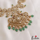 Stunning Mango Peacock Motifs CZ Necklace With Green Bead Drops NC3089 (Available In 2 Colors)