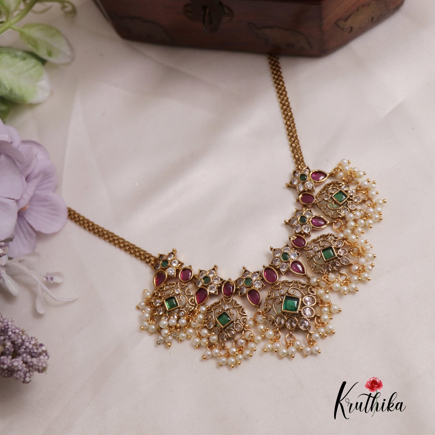 Premium Kemp Floral Guttapoosalu choker NC2524