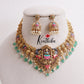 Royal Bridal Antique Gajalakshmi Peacock Necklace with Green Beads Drops NC2398