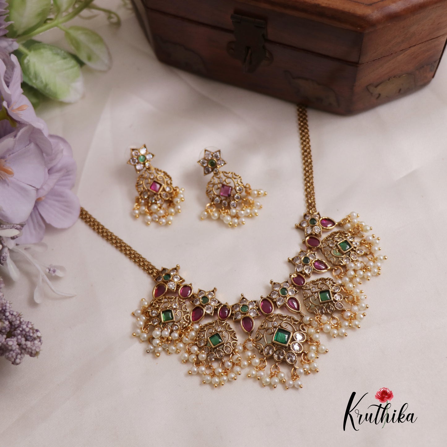 Premium Kemp Floral Guttapoosalu choker NC2524