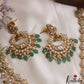 Stunning Mango Peacock Motifs CZ Necklace With Green Bead Drops NC3089 (Available In 2 Colors)