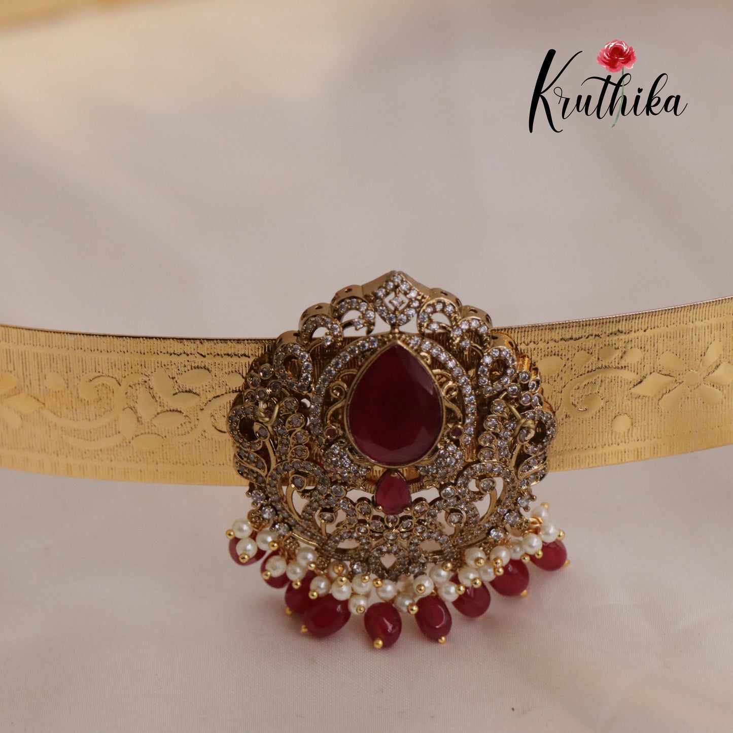 Trendy Light Weight CZ Sparking Peacock Victorian Hip Belt V288 (Available in 2 Colours)