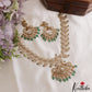 Stunning Mango Peacock Motifs CZ Necklace With Green Bead Drops NC3089 (Available In 2 Colors)