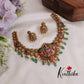 Royal Bridal Antique Gajalakshmi Peacock Necklace with Green Beads Drops NC2398
