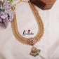 Royal Two layer No-Idol Jadau Floral Haaram with Pastel Green Drops LH1897