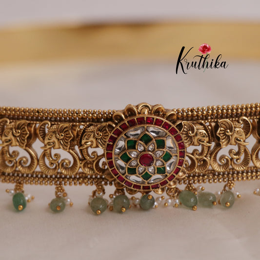 Beautiful Antique Jadau Hip Belts with Beads Drops V273 (Available in 2 Colors)