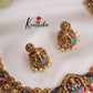 Royal Bridal Antique Gajalakshmi Peacock Necklace with Green Beads Drops NC2398