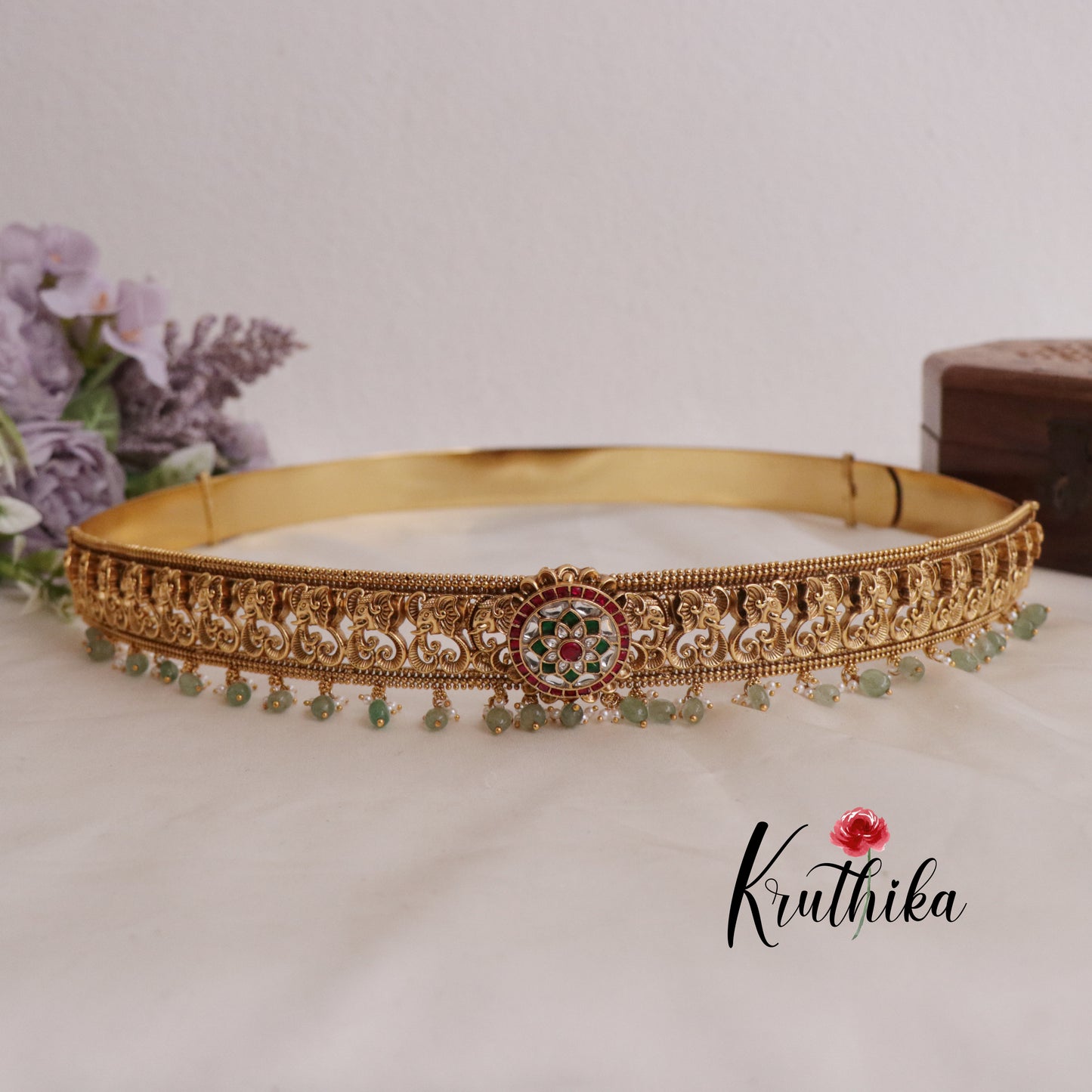 Beautiful Antique Jadau Hip Belts with Beads Drops V273 (Available in 2 Colors)