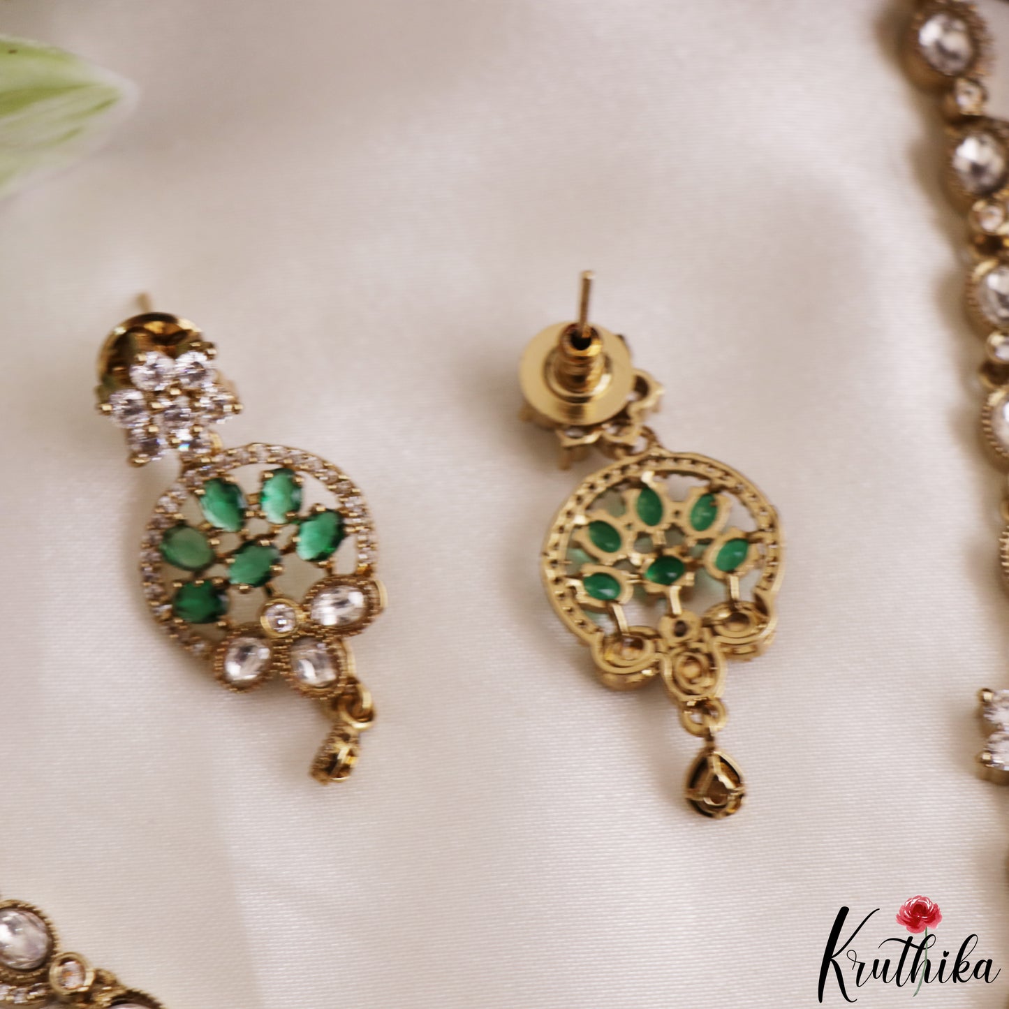 Classic Floral Motifs Polki CZ Victorian Necklace NC3190 (Available In 4 Colors)