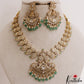 Stunning Mango Peacock Motifs CZ Necklace With Green Bead Drops NC3089 (Available In 2 Colors)