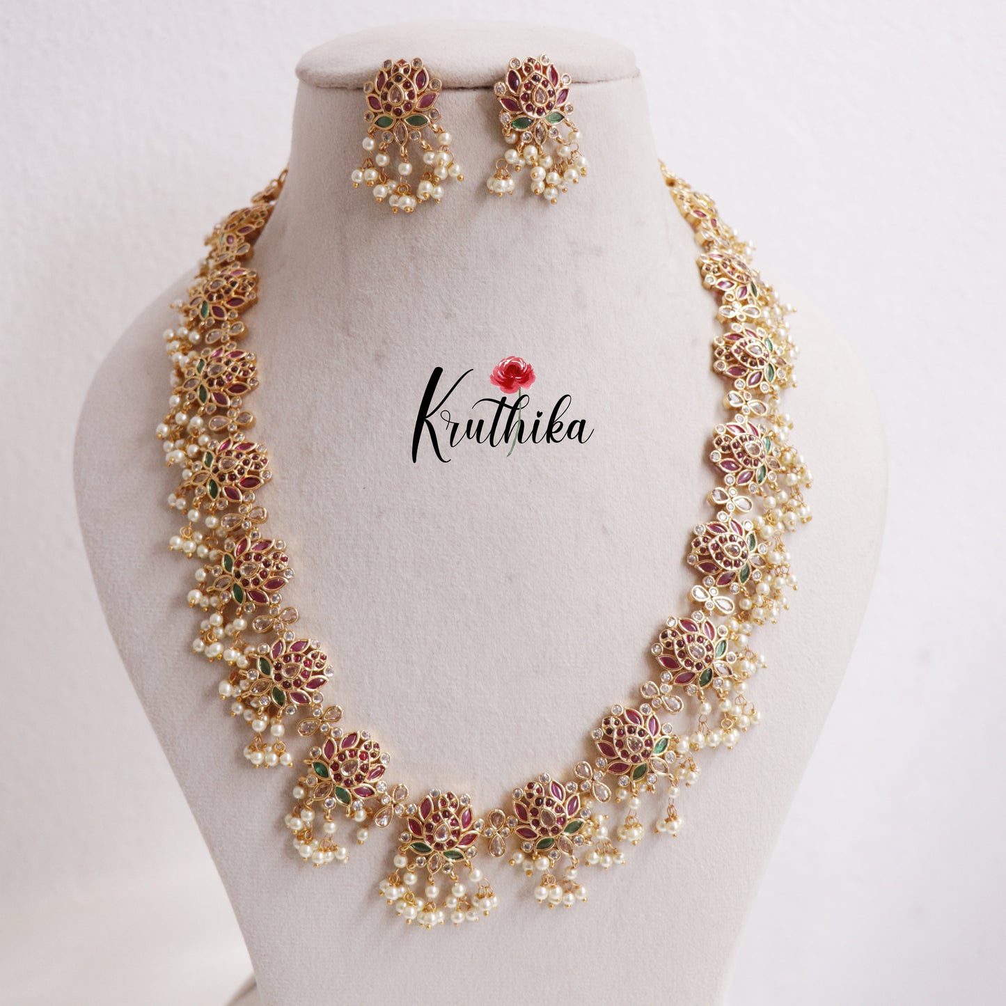 Beautiful AD Kemp Lotus Guttapusalu Haaram LH1991