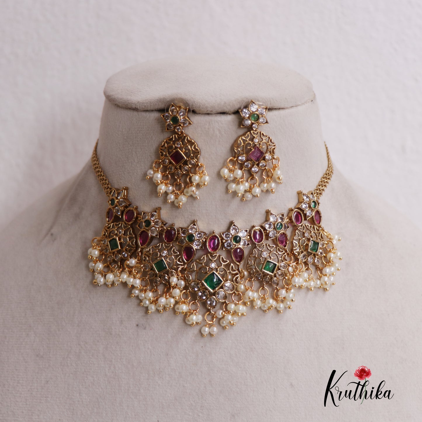 Premium Kemp Floral Guttapoosalu choker NC2524